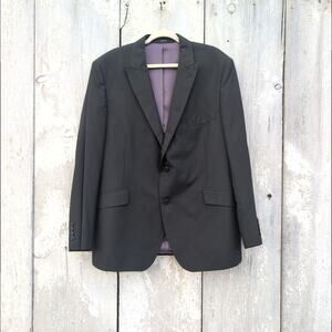 J. Ferrar Modern Fit Black Peak Lapel Suit Men's 46R